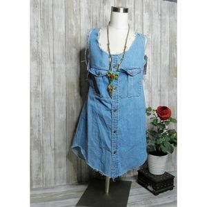 NWT LF Furst of a Kind denim raw cut off dress